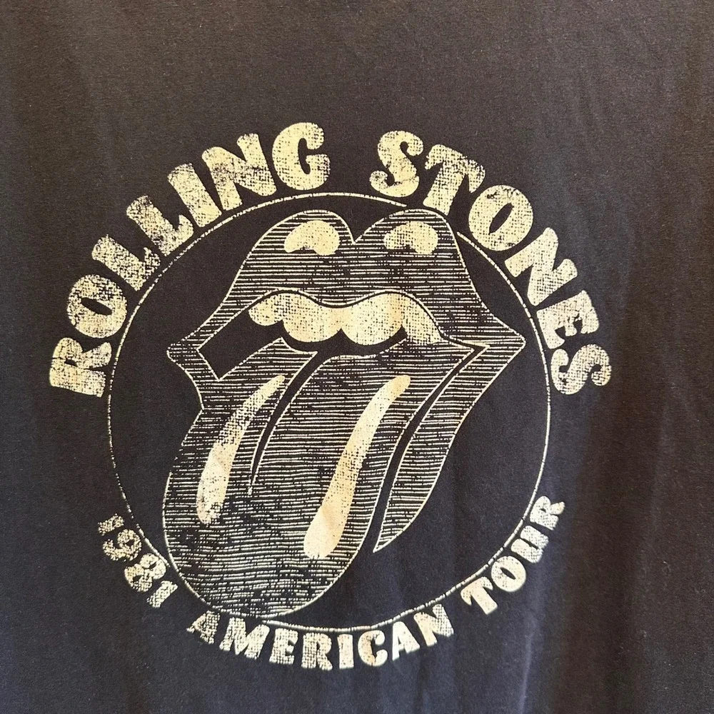Rolling Stones‎ 1981 American Tour T-Shirt Black Graphic Band Tee L
